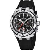 Festina chrono bike quartz zwart heren horloge met zwarte wijzerplaat & rubber band