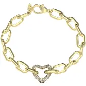GUESS armband Beloved Pave Heart Chain Bracelet Yellow Gold / Pink goudkleurig