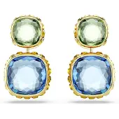 Swarovski Oorbellen blauw / goud / lichtgroen / rosa