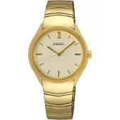 Seiko Muut quartz goud dames horloge met champagne wijzerplaat & roestvrij stalen band