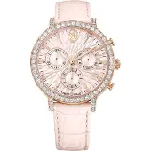 Swarovski Matrix Tennis Chrono horloge, Zwitserse productie, lederen band, roze, rosé gouden afwerking. MATRIX CHRONO: LS PINK/PINK/PRO 5698300 9009656983003