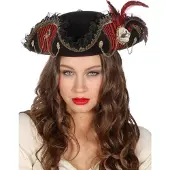 Coppens Piratenhoed luxe zwart/rood gestreept | Maat One Size