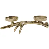 Mars & More Waxinelicht -theelicht Standaard gewei 2 goud 7,5x28x17cm