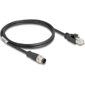 DeLOCK M12 8-pins A-gecodeerd (m) - RJ45 (m) industriële netwerkkabel | CAT5e | PVC | 1 meter