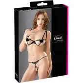 Cottelli – Beha Set met String Minimalistische Uitstraling voor Erotische Belangstelling – Maat S - Zwart