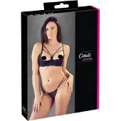 Cottelli - open bh met bandjes en ringen - string - zwart - 85C/L