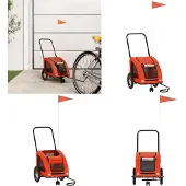 vidaXL Hondenfietstrailer oxford stof en ijzer oranje en grijs