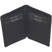 Oi zwart leren Creditcard mapje 4 luik / compact pasjesmapje met ruimte voor biljetten / leren pasjeshouder voor veel pasjes / kleine billfold zonder muntvak / RFID SAFE / zwart leer / 348