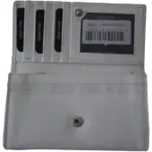 Oi witte leren dames portemonnee met klep / platte huishoudbeurs / lange envelopportemonnee afsluitbaar / RFID protected / wit leer / 118W
