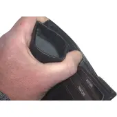 Oi zwarte leren originele combibeurs / platte billfold portemonnee met klappertje / ouderwets knijpportemonneetje met ruimte pasjes en biljetten / Anti skimming / zwart leer / 485