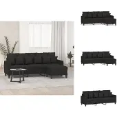 vidaXL Driezitsbank met voetenbank 180 cm stof zwart