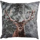 Clayre & Eef Kussenhoes 45x45 cm Grijs Polyester Hert