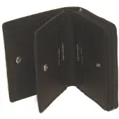 Oi zwarte leren rits portemonnee compact model / beurs met rits voor muntgeld / kleine afsluitbare portemonnee voor 6 pasjes / beveiligd tegen skimmen / zwart leer / 293
