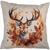 Clayre & Eef Kussenhoes Overig 45x45 cm Beige Polyester Hert Herfst decoratie