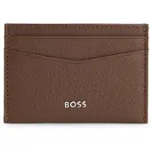 BOSS Pasjeshouder van generfd leer met metallic logoletters