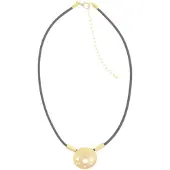 Behave – Ketting dames – Ronde hanger goudkleur – Bruine band – Modern design