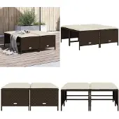 vidaXL Tuinkrukken met kussens 4 st poly rattan bruin