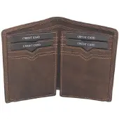 Oi Hunter bruin leren Creditcard mapje 4 luik / compact pasjesmapje met ruimte voor biljetten / leren pasjeshouder voor veel pasjes / kleine billfold zonder muntvak / RFID SAFE / bruin leer / 348H