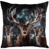 Clayre & Eef Kussenhoes 45x45 cm Grijs Polyester Hert