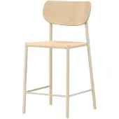 Svea - Polsty barkruk met rugleuning - rattan - whitewash