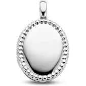 The Jewelry Collection Zilver Gerhodineerde Medaillon ovaal bolletjes 1334342