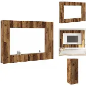 vidaXL 8-delig Tv-meubelset wandmontage bewerkt hout oud houtkleurig