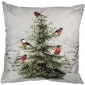 Clayre & Eef Kussenhoes 45x45 cm Wit Polyester Kerstboom