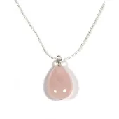 Heaven Eleven KIDS - Meisjes - ketting - ballchain - RVS - edelsteen - drop - rozequartz - 60cm