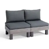 Keter Signature Elements 2-zits Loungebank - met groene kussens - Cappuccino/Ashwood