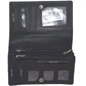 Oi soft lederen zwarte soufflé portemonnee / zacht lederen harmonicabeurs extra groot xxl / huishoudportemonnee voor heel veel pasjes / Anti skimming / zwart leer / 249