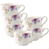 Villeroy & Boch Mokka-/Espressotassen Mariefleur Gris Basic 50 ml Set van 6