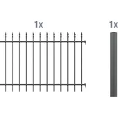 Alberts Metalen hek Chaussee Hoogte: 100 en 120 cm, breedte: 200 cm, om in beton te verankeren