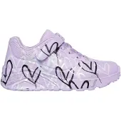 SKECHERS Uno Lite - Love meisjes sneakers met hartjes lichtpaars maat 35