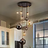 Schuller Valencia Glazen hanglamp Dark, zwart, Woon-/ Eetkamer, metaal, hanglamp