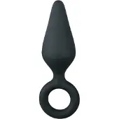 EasyToys Zwarte buttplug met trekring - medium