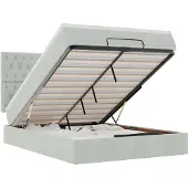 vidaXL Ottoman bed met matrassen 140x200cm fluweel lichtgrijs