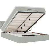 vidaXL Ottoman bed met matras 140x200cm fluweel lichtgrijs