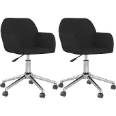 vidaXL Eetkamerstoelen draaibaar 2 st stof zwart