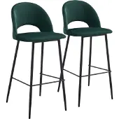 Oviala - Set van 2 groene fluwelen metalen stoelen - Lou
