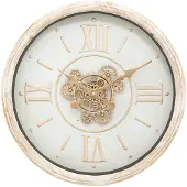 Noname Wandklok/muur klok Florence - Vintage Wood - Dia 50 cm - mdf/glas - beige/wit - Luxe klokken