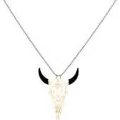 Heaven Eleven - dames ketting - ballchain RVS - hertegewei schedel - 74cm