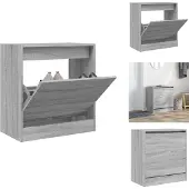 vidaXL Schoenenkast 60x34x63,5 cm bewerkt hout grijs sonoma eikenkleur
