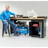 Datona Werkbank 200 cm 1 kast deuren eiken - Zwart
