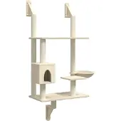 vidaXL Kattenmeubel wandgemonteerd met krabpaal 153 cm crèmekleurig