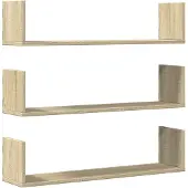 vidaXL Wandschappen 3 st 80x18x18 cm bewerkt hout artisanaal eiken