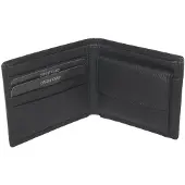 Oi zwarte leren heren portemonnee klein / kleinste model billfold waar biljetten in passen / plat beursje voor 4 pasjes / RFID SAFE / zwart / 183