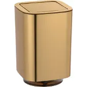 Wenko Afvalemmer Auron 5,5 liter kunststof metallic goud met swingdeksel - Prullenbak - Afvalbak - Vuilbak - Vuilnisbak toilet en badkamer