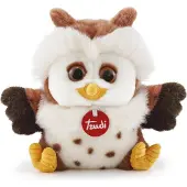 Trudi - Classic Knuffel Uil Gek 19 cm - Handgemaakt in Italie - Hoge kwaliteit pluche knuffel - Knuffeldier voor jongens en meisjes - Wit Bruin - 19x19x16 cm maat S
