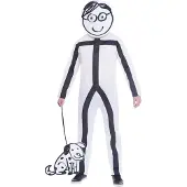 Amscan kostuum Stickman heren wit