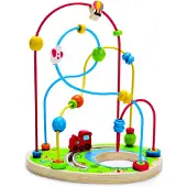 Hape Pizzaz houten kralencircuit - Voor kinderen van 12 maanden - Blauw, rood en geel